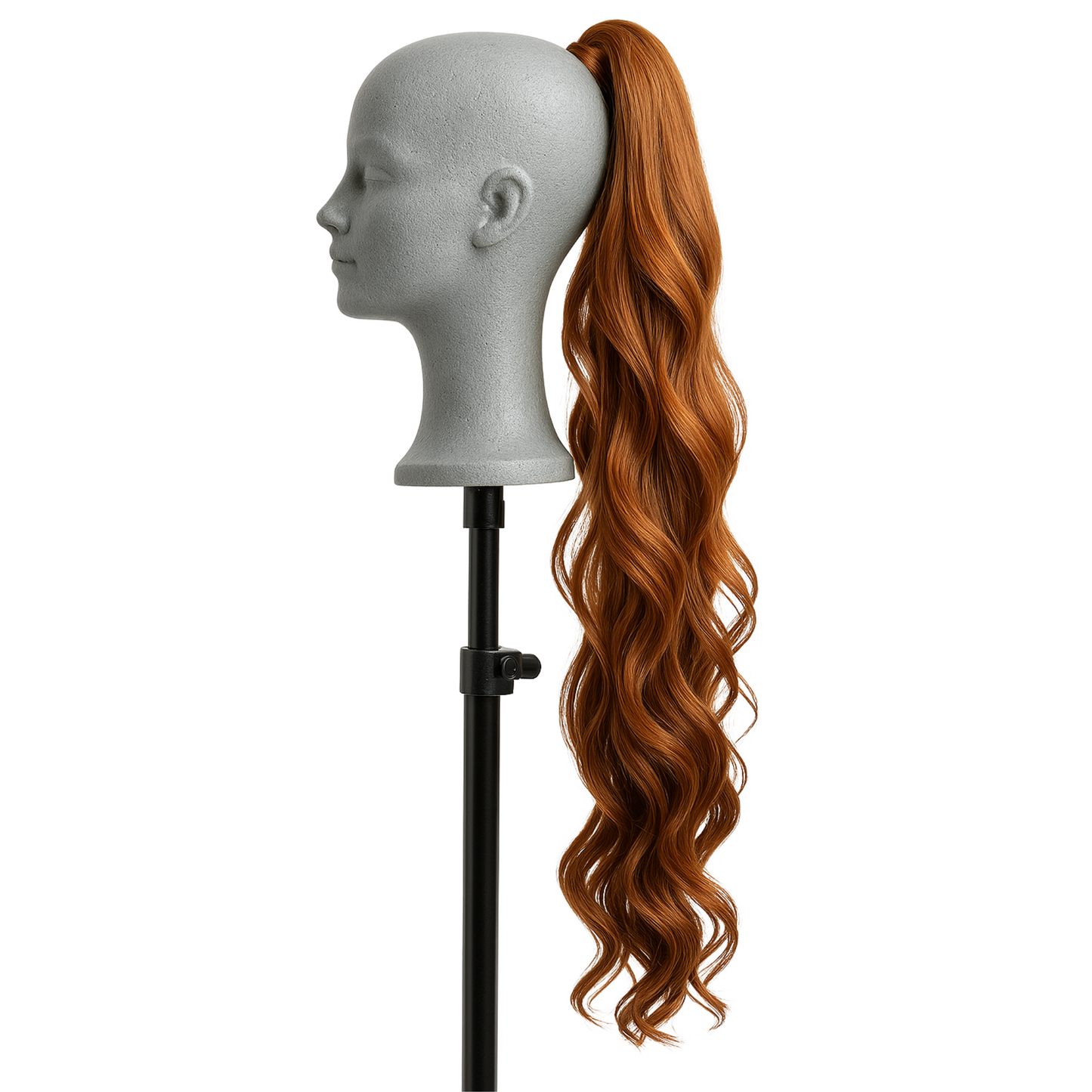 Extensions de cheveux queue de cheval longues ondulées marron châtain