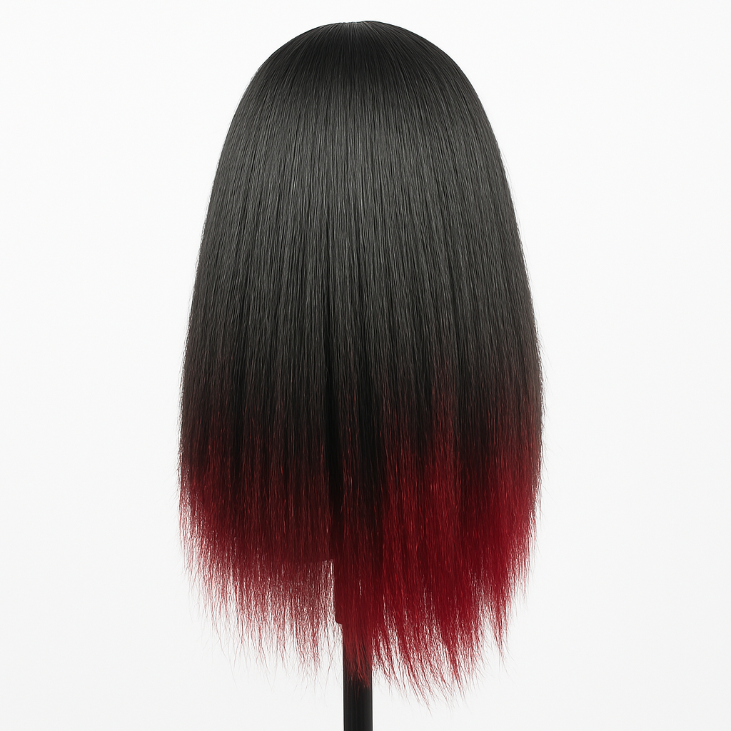 Langhaar-Perücke "Ombre Red" - Schwarz zu Rot