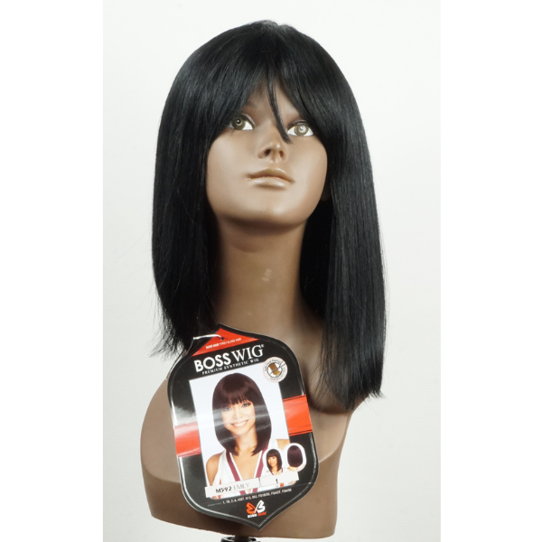 Boss Wig Perruque synthétique avec frange – modèle MP-21 en noir