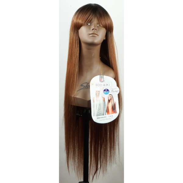 Boss Wig Premium Perruque synthétique cheveux longs avec frange