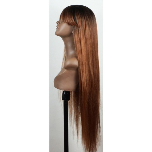 Boss Wig Premium Perruque synthétique cheveux longs avec frange