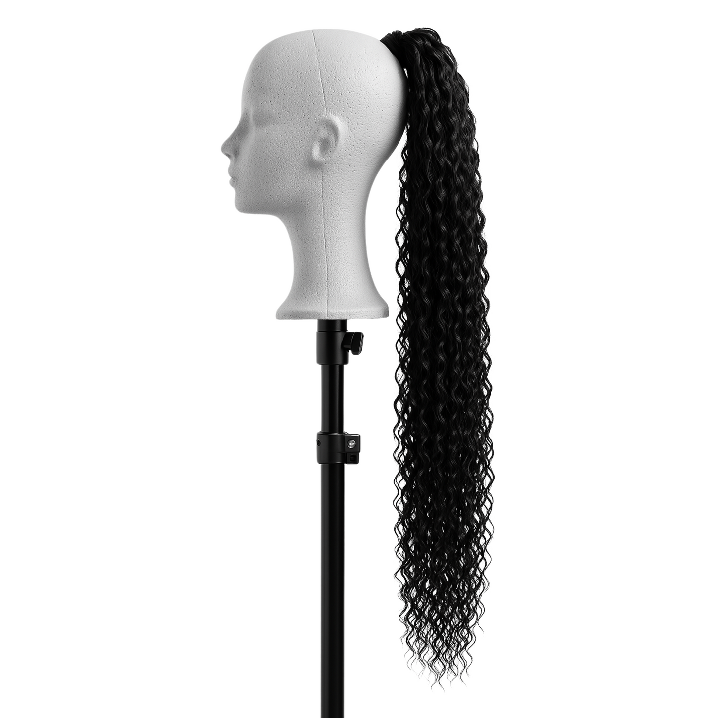 Extensions de cheveux longues et bouclées en queue de cheval en noir