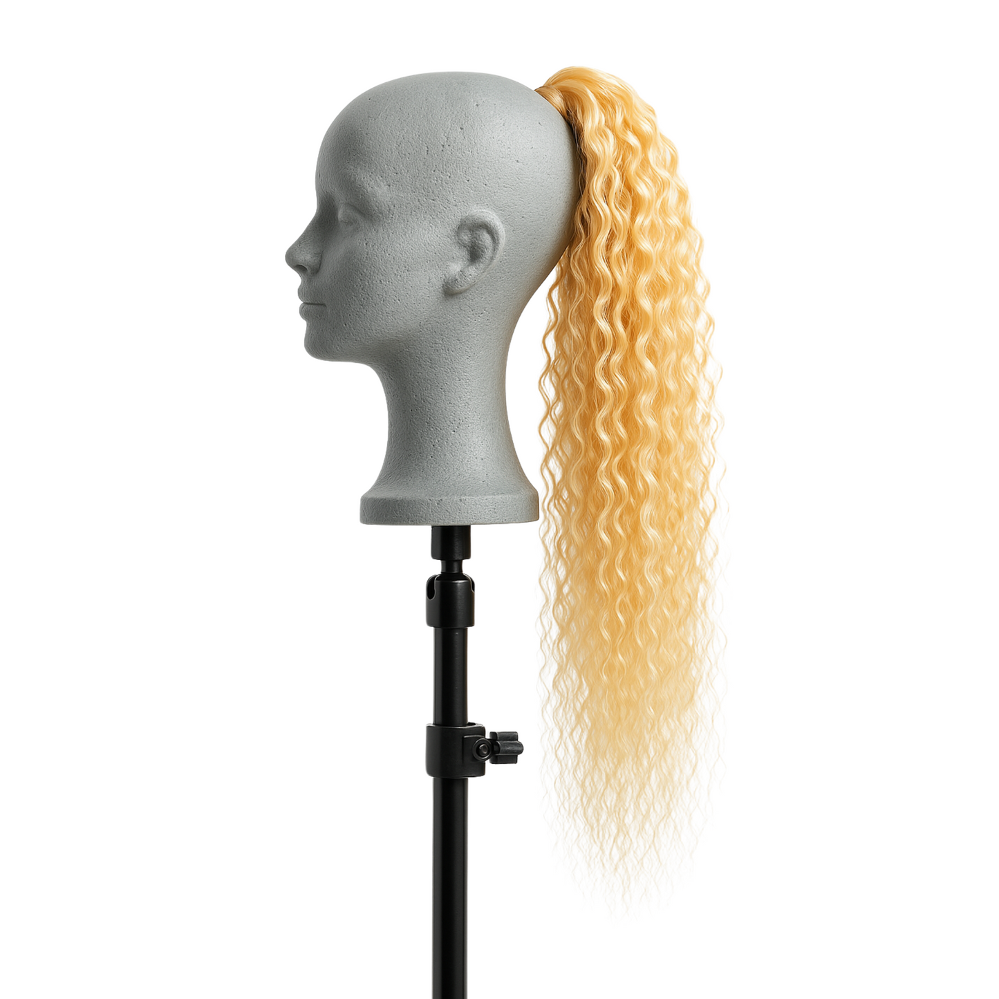 Extensions de cheveux longs bouclés en queue de cheval en blond