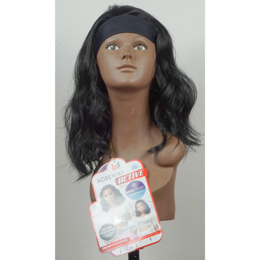 Boss Wig Active – Perruque en cheveux synthétiques ondulés avec bandeau