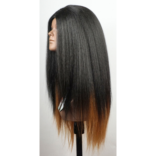 Perruque cheveux longs "Ombre Straight" - noir à marron