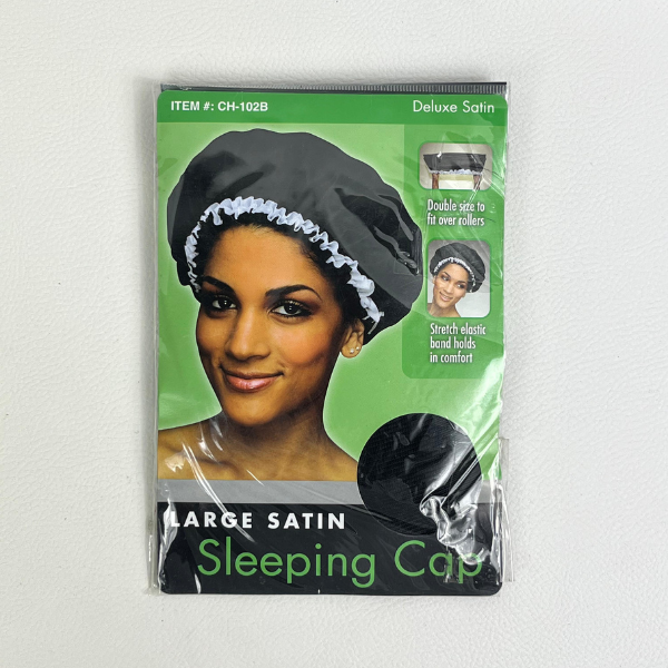 Grand bonnet de nuit en satin - Noir