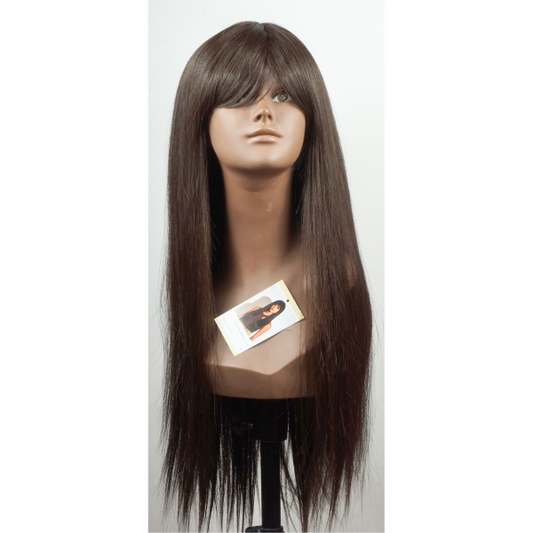 Perruque luxueuse cheveux longs "Silky Straight" - ton marron naturel