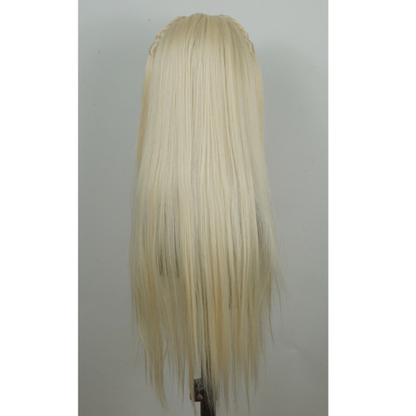 Perruque avec raie en dentelle blonde – Cheveux longs et raides avec détails tressés