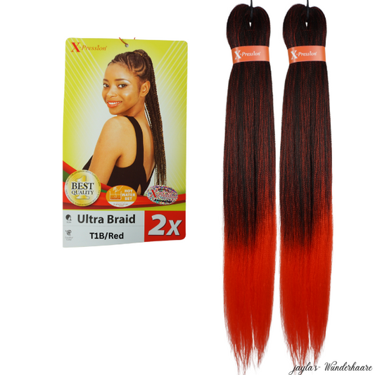 Cheveux tressés pré-étirés T1B/Rouge