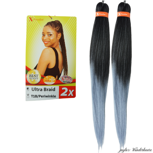 Cheveux tressés pré-étirés T1B/Pervenche