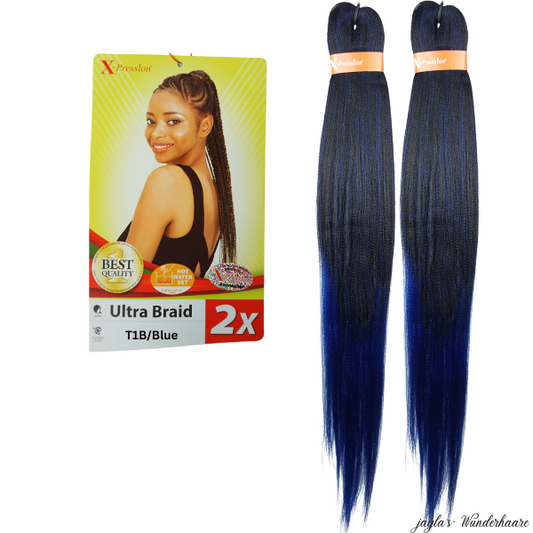 Cheveux tressés pré-étirés T1B/Bleu