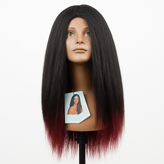 Perruque cheveux longs "Ombre Red" - noir à rouge
